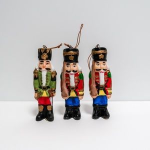 Vintage Porcelain Nutcracker Ornaments Lot of 3